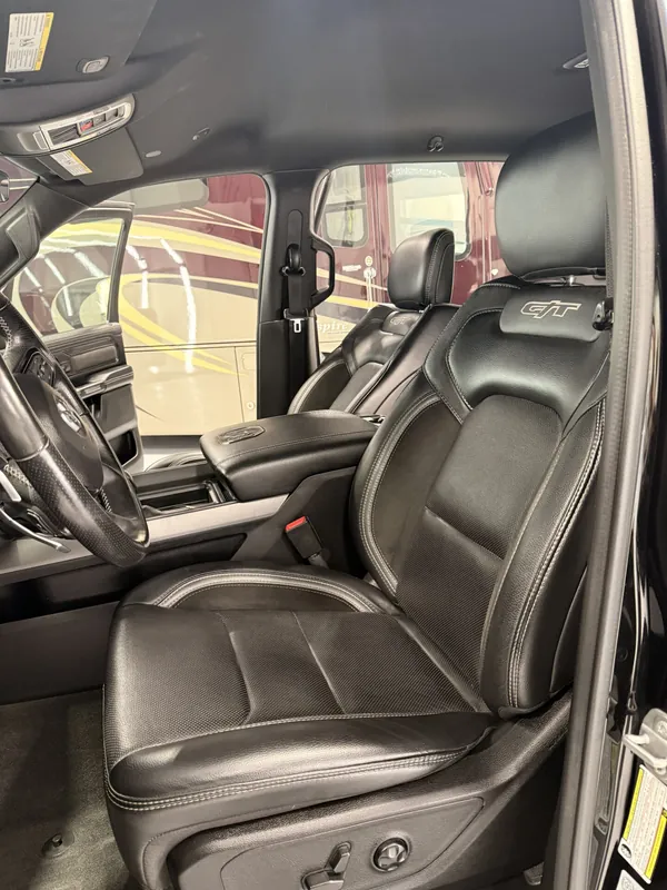 Pickup leather front seats after an interior detail